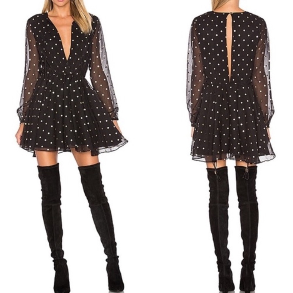 Lovers + Friends Hayley Party Dress in Gold Dot Medium